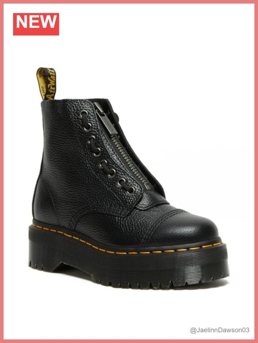 Doc Martens Women's Jungle Boot Leather Lace Up Zip Black Ankle Boot